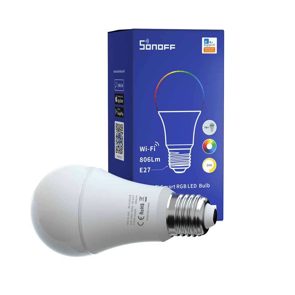 Sonoff Bec Smart LED B05-B-A60, Control aplicatie, RGB, 9W, E27, 806lm